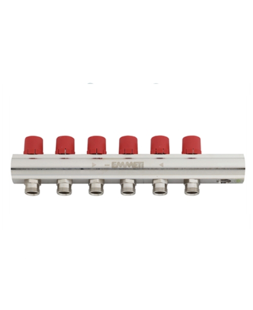 Topway single bars manifolds 1”  1”1/4 distribution nickel – plated, with lockshields, 24x19  3/4