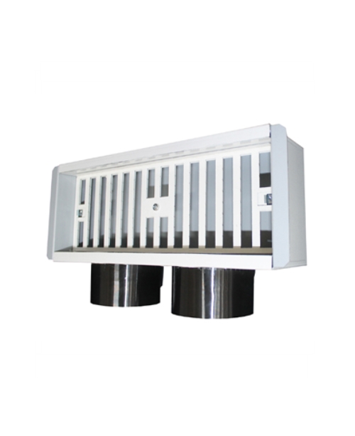 Plenum in galvanised sheet metal 300 x 100 mm, 2 x DN 75 side coupling, for combinations with linear grille  perforated grille
